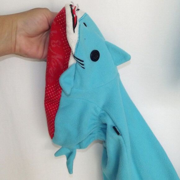NICK & NORA Footie Pajamas/Union Suit, S, SHARK, Aqua Blue, Long sleeve, Zipper - Picture 12 of 14